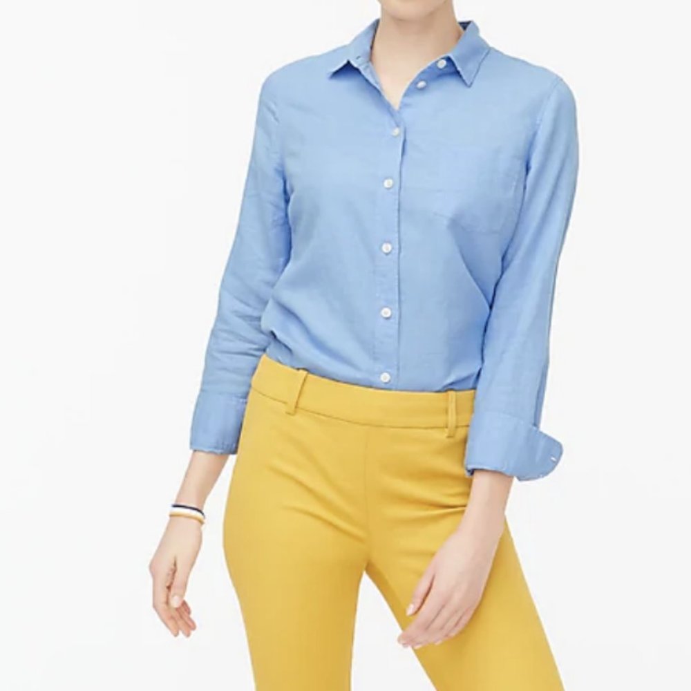 JCrew Blue Linen Button Up Shirt
